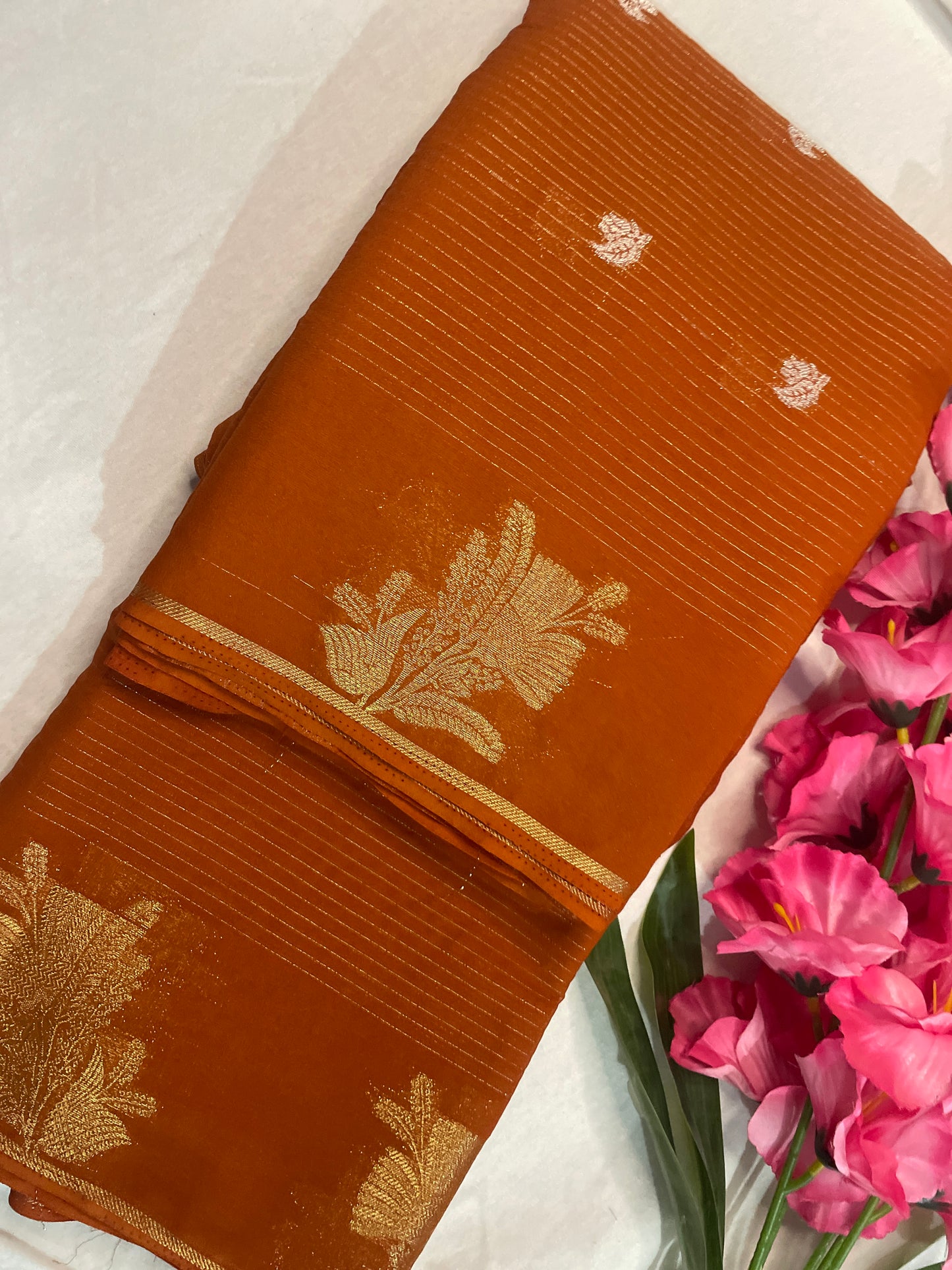 Brown Georget Saree