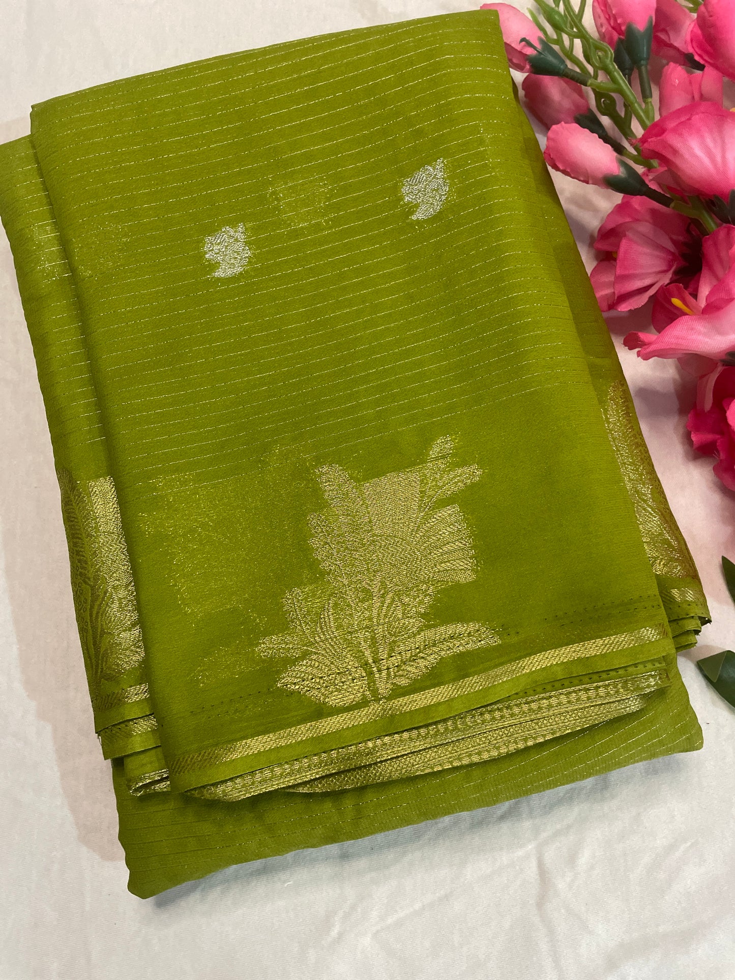 Pink Georget Saree