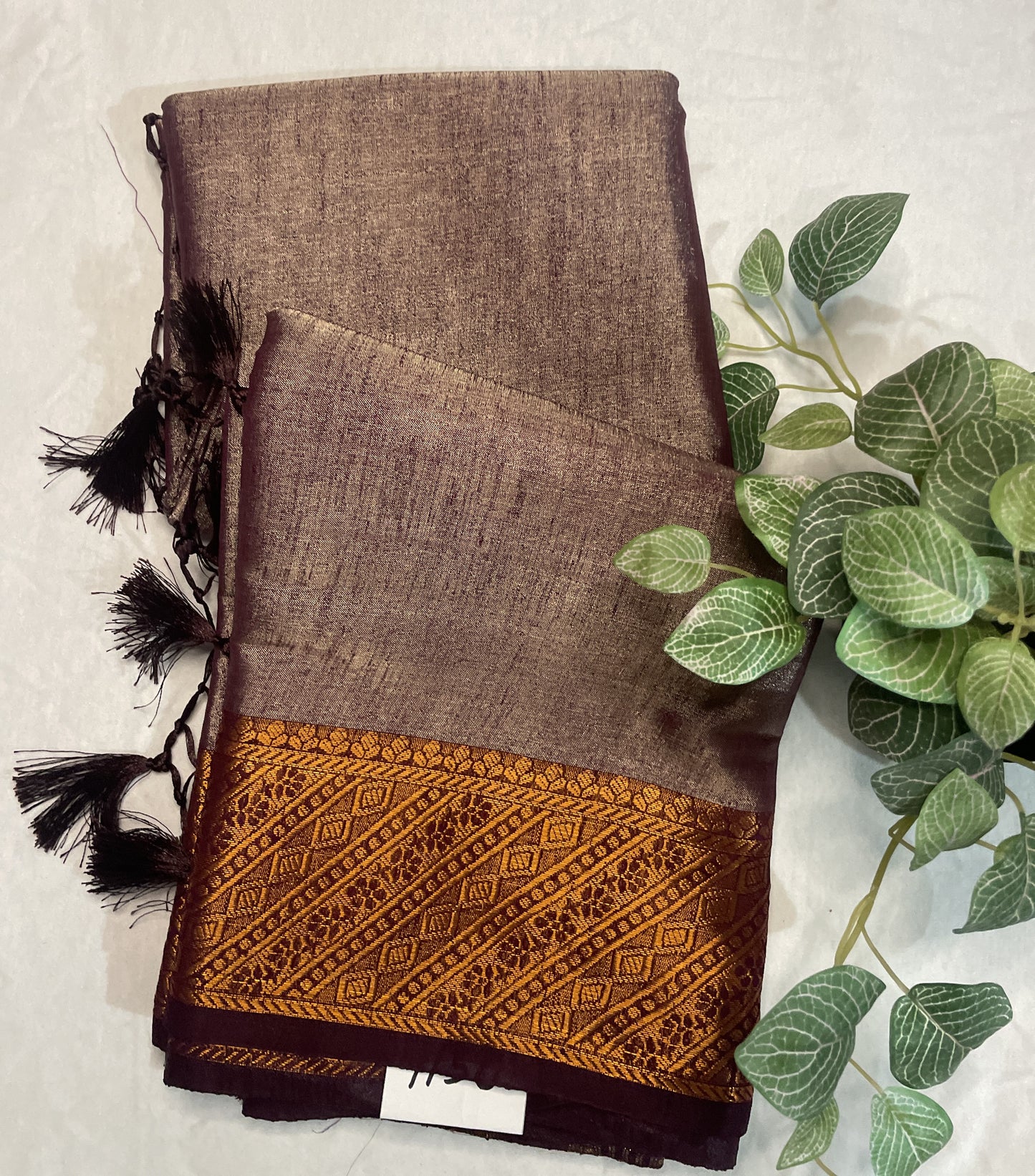 Tissue Silk Saree Bronze