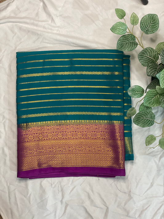 Mysore Semi Crape Silk Saree Blue