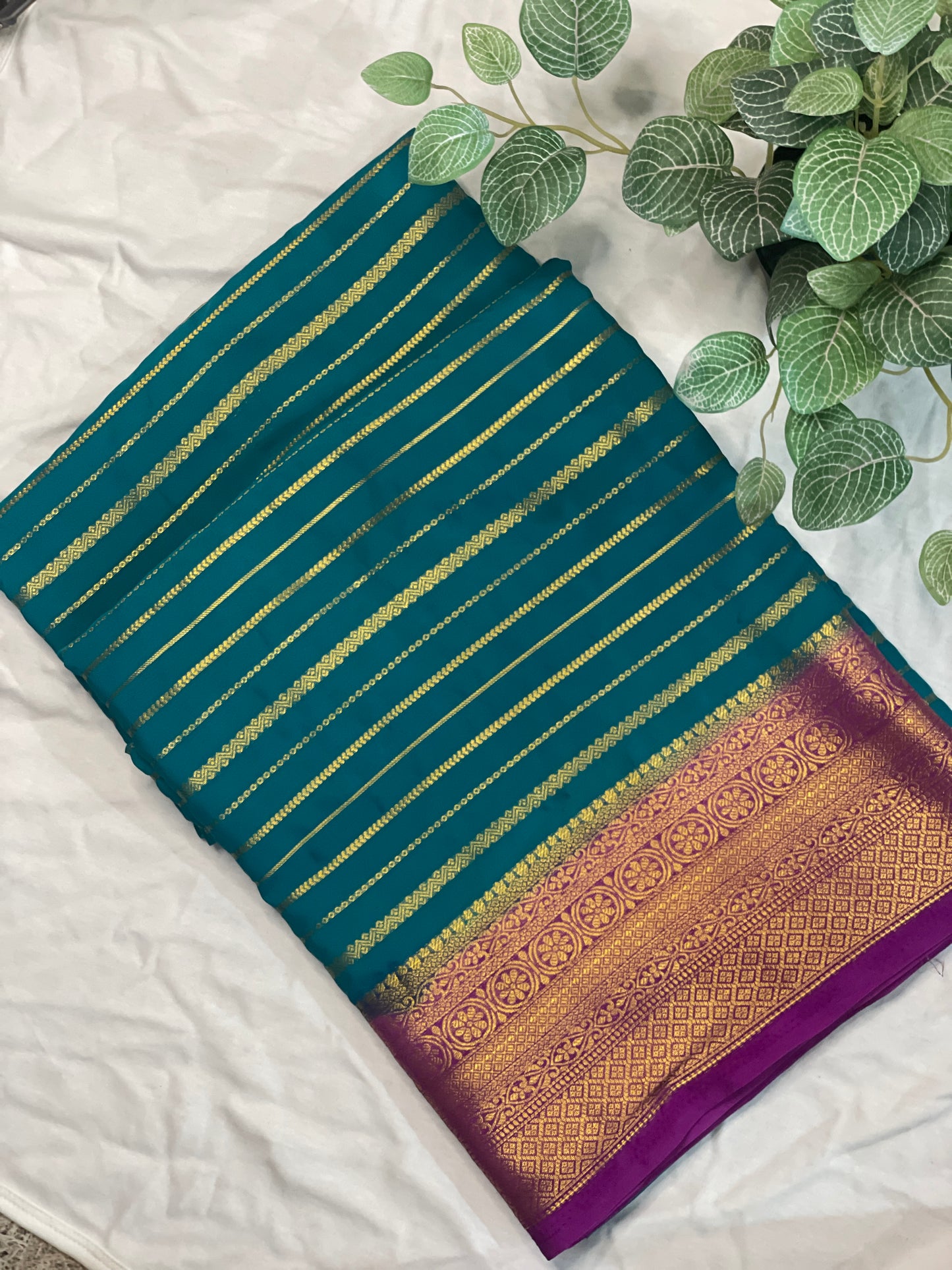 Mysore Semi Crape Silk Saree Blue