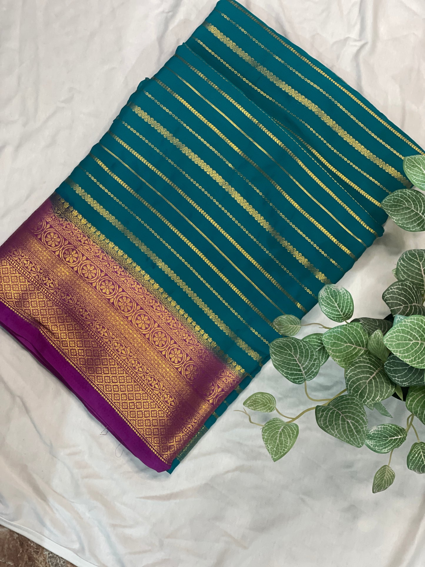 Mysore Semi Crape Silk Saree Blue