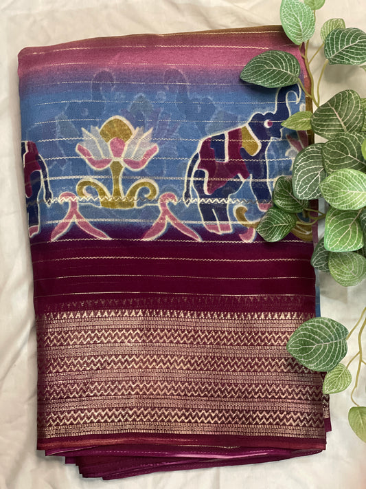 Georget 3D Saree Semi Mysore Silk Saree