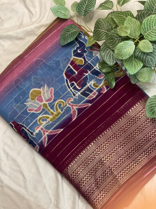 Georget 3D Saree Semi Mysore Silk Saree
