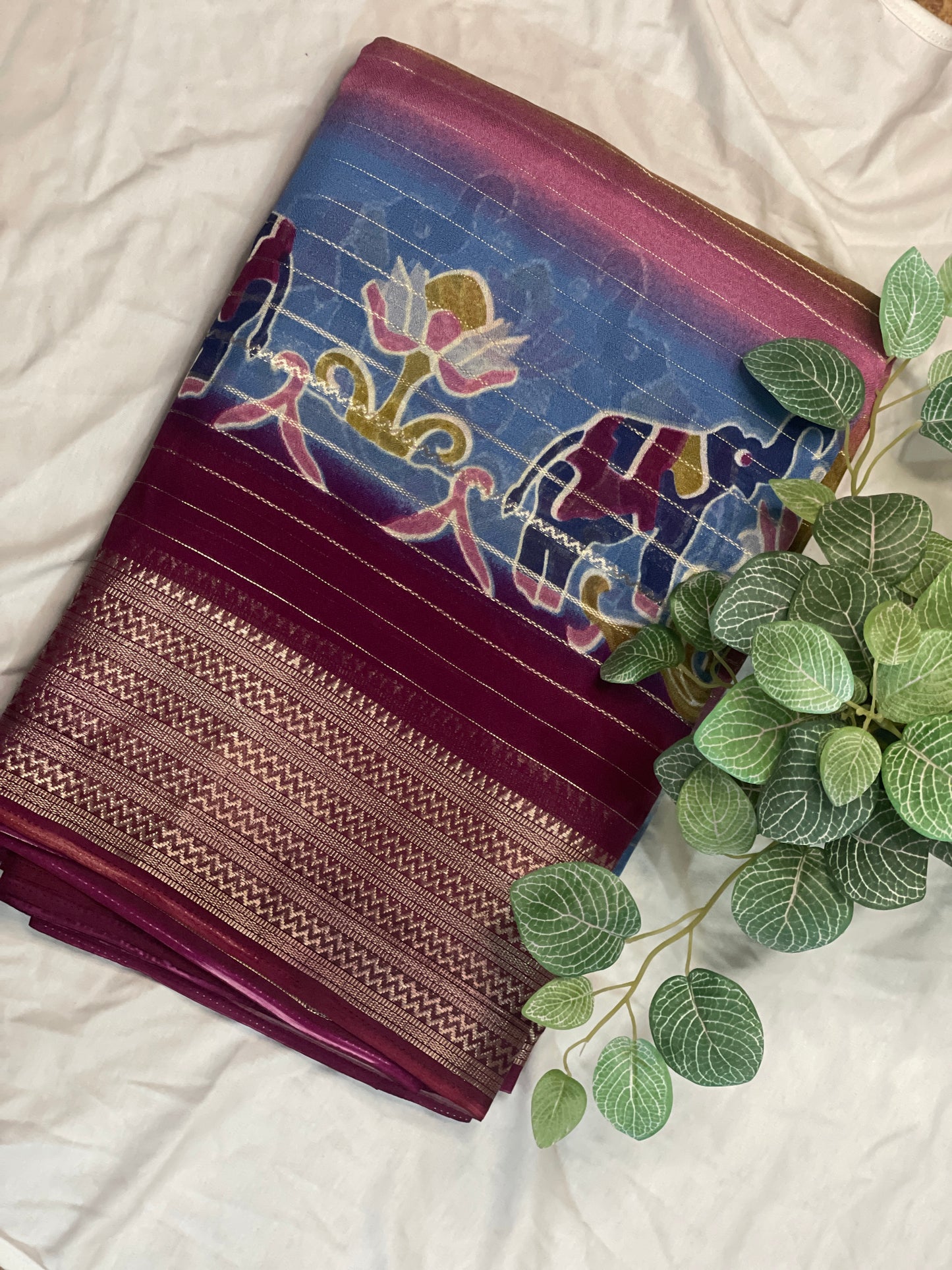 Georget 3D Saree Semi Mysore Silk Saree