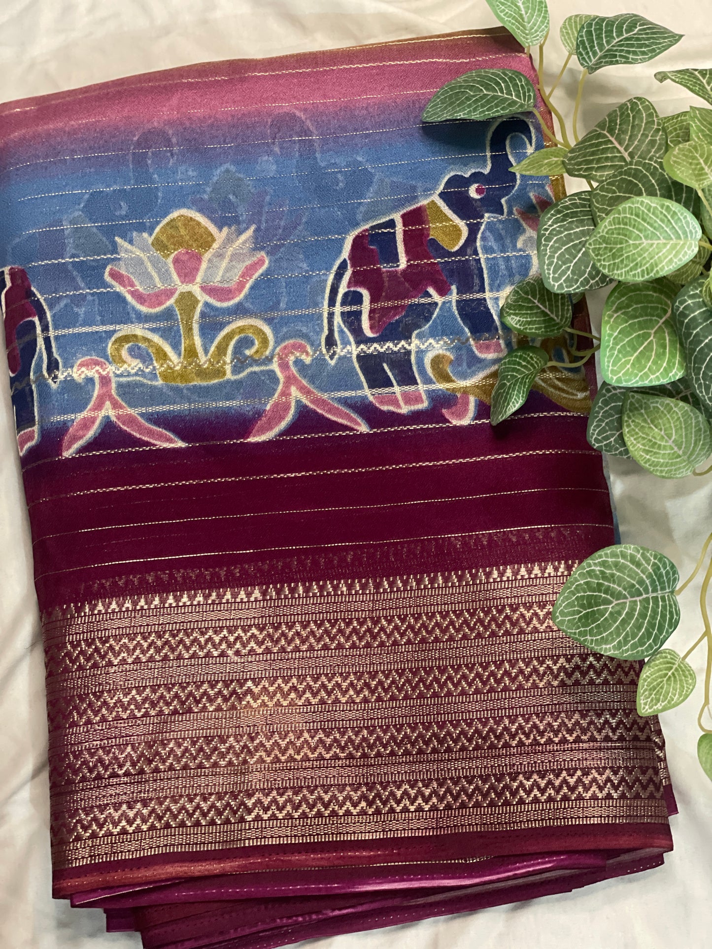 Georget 3D Saree Semi Mysore Silk Saree