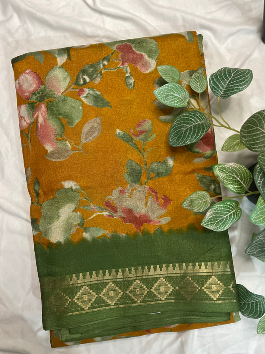 Yellow Floral Fancy Saree