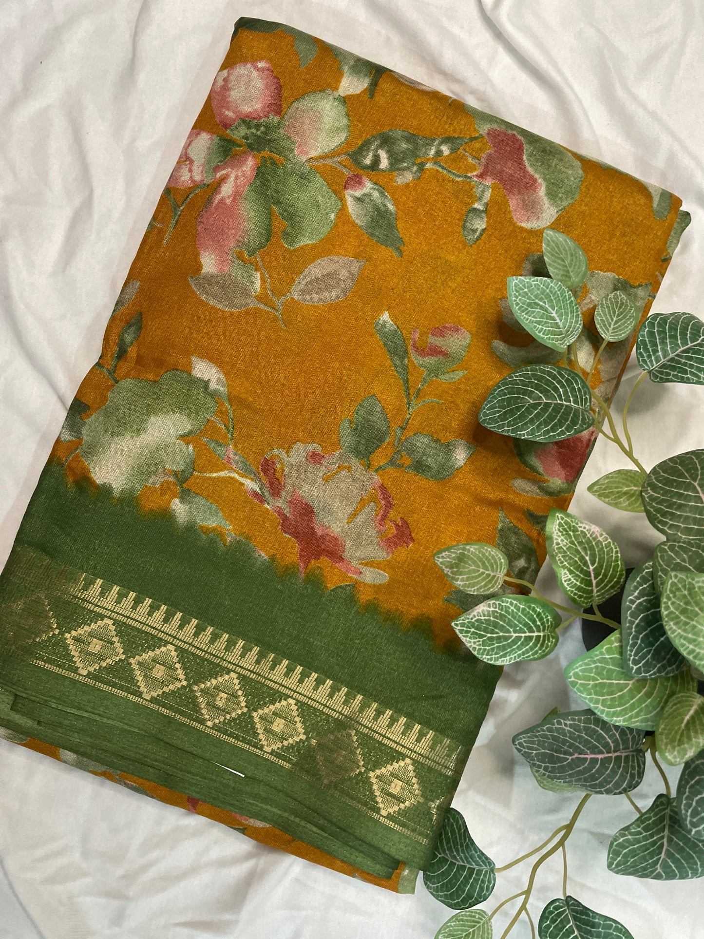 Yellow Floral Fancy Saree