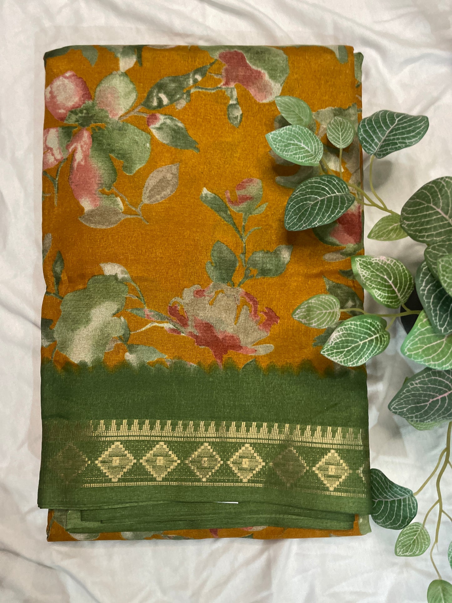 Yellow Floral Fancy Saree