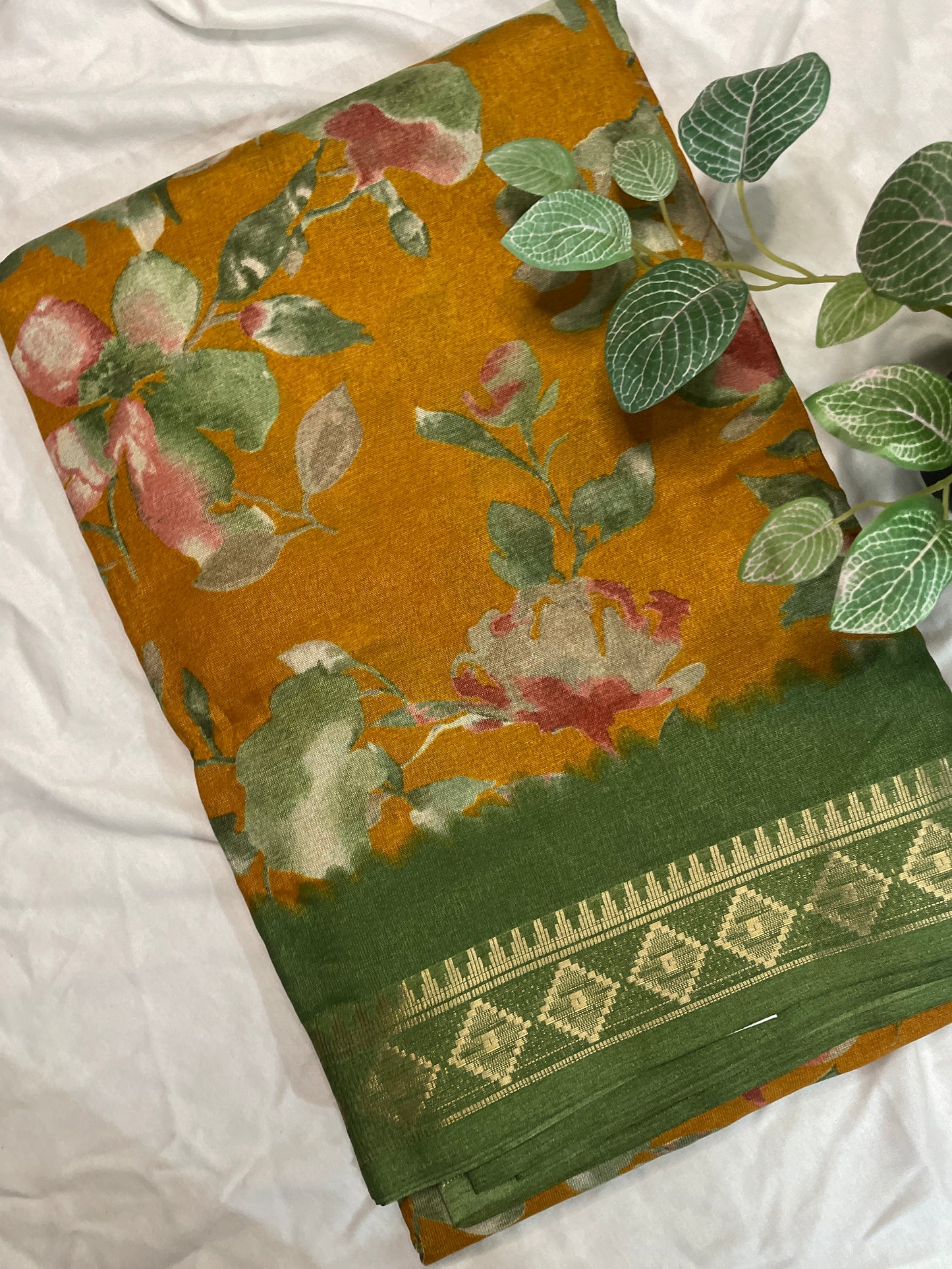 Yellow Floral Fancy Saree
