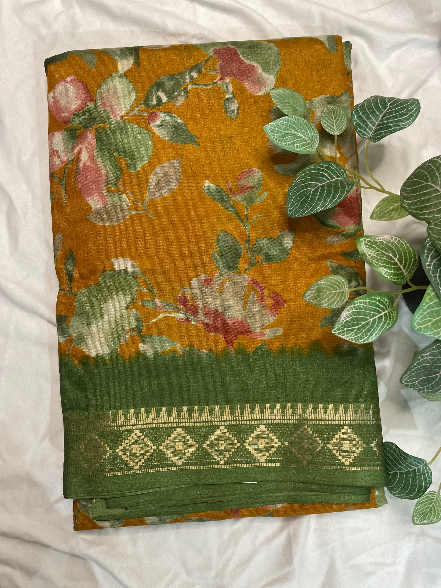 Yellow Floral Fancy Saree