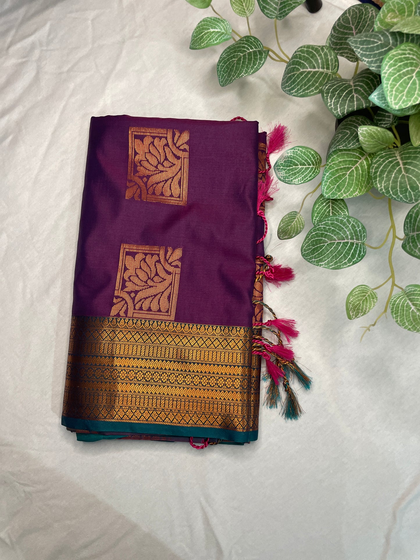 Soft Silk Saree Contrast Blue Pallu