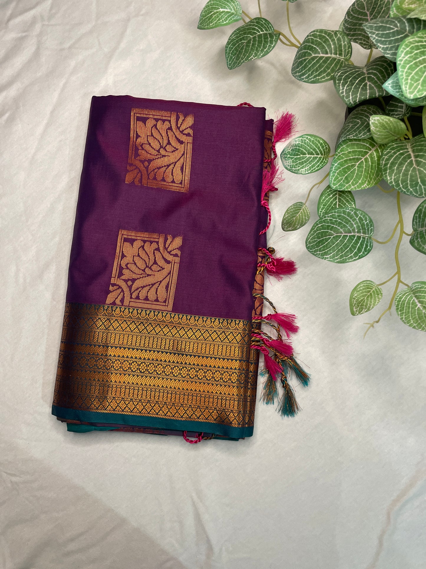Soft Silk Saree Contrast Blue Pallu