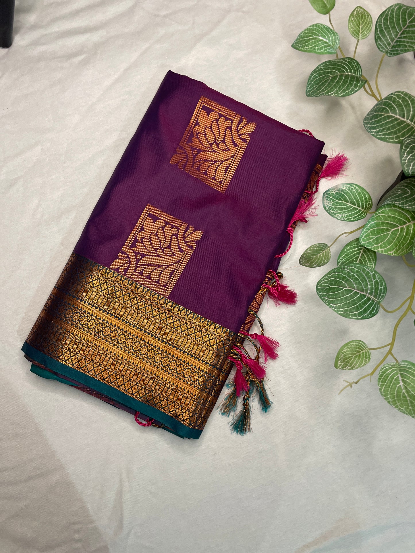 Soft Silk Saree Contrast Blue Pallu