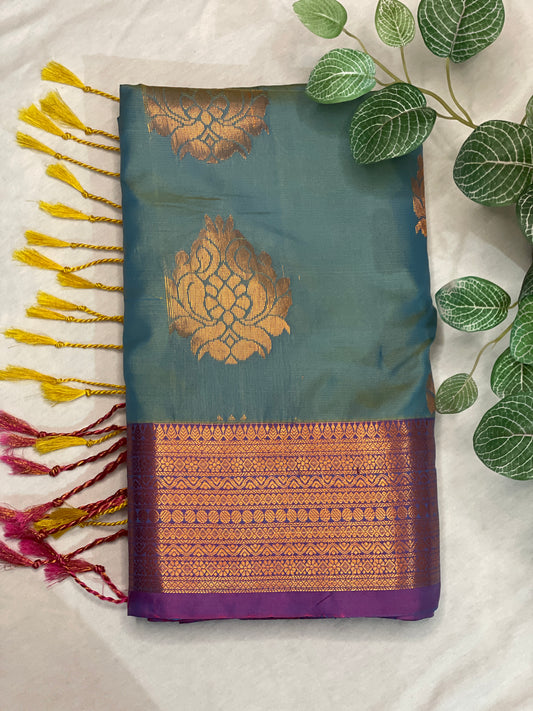 Soft Silk Saree Orange Pallu