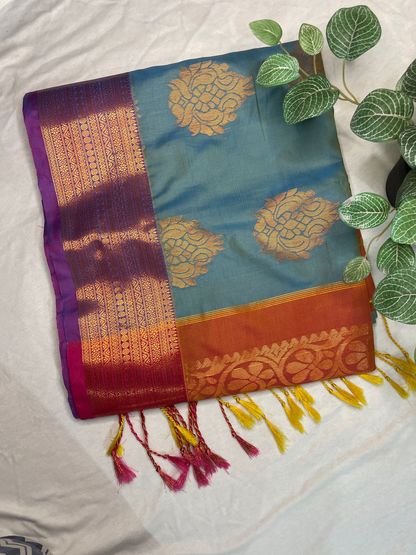 Soft Silk Saree Orange Pallu