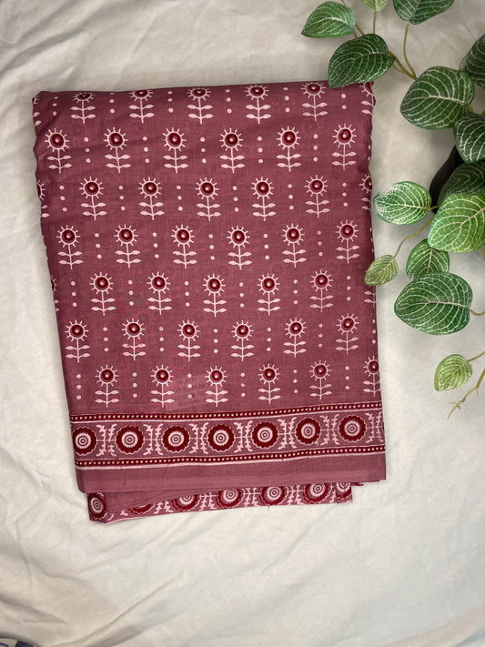Mul Cotton Pink Saree