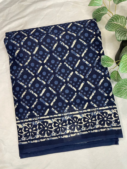 Mul Cotton Saree Indigo