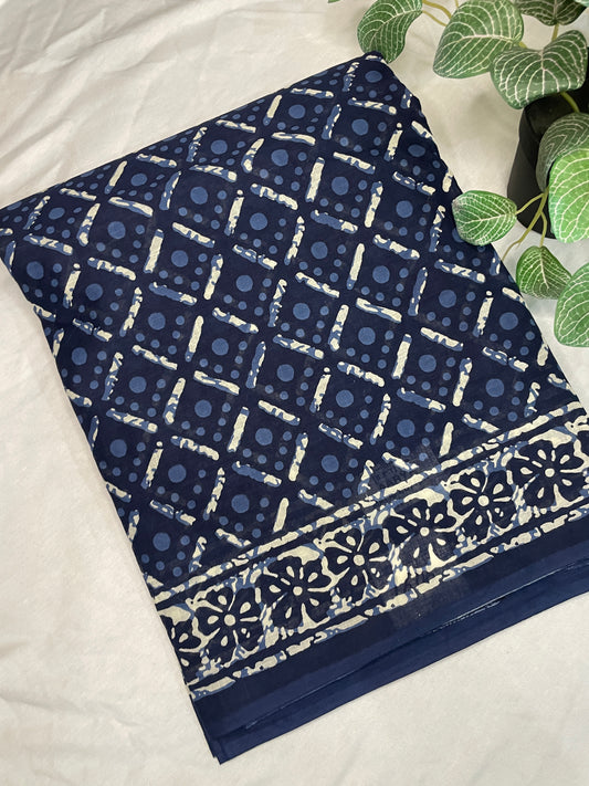 Mul Cotton Saree Indigo