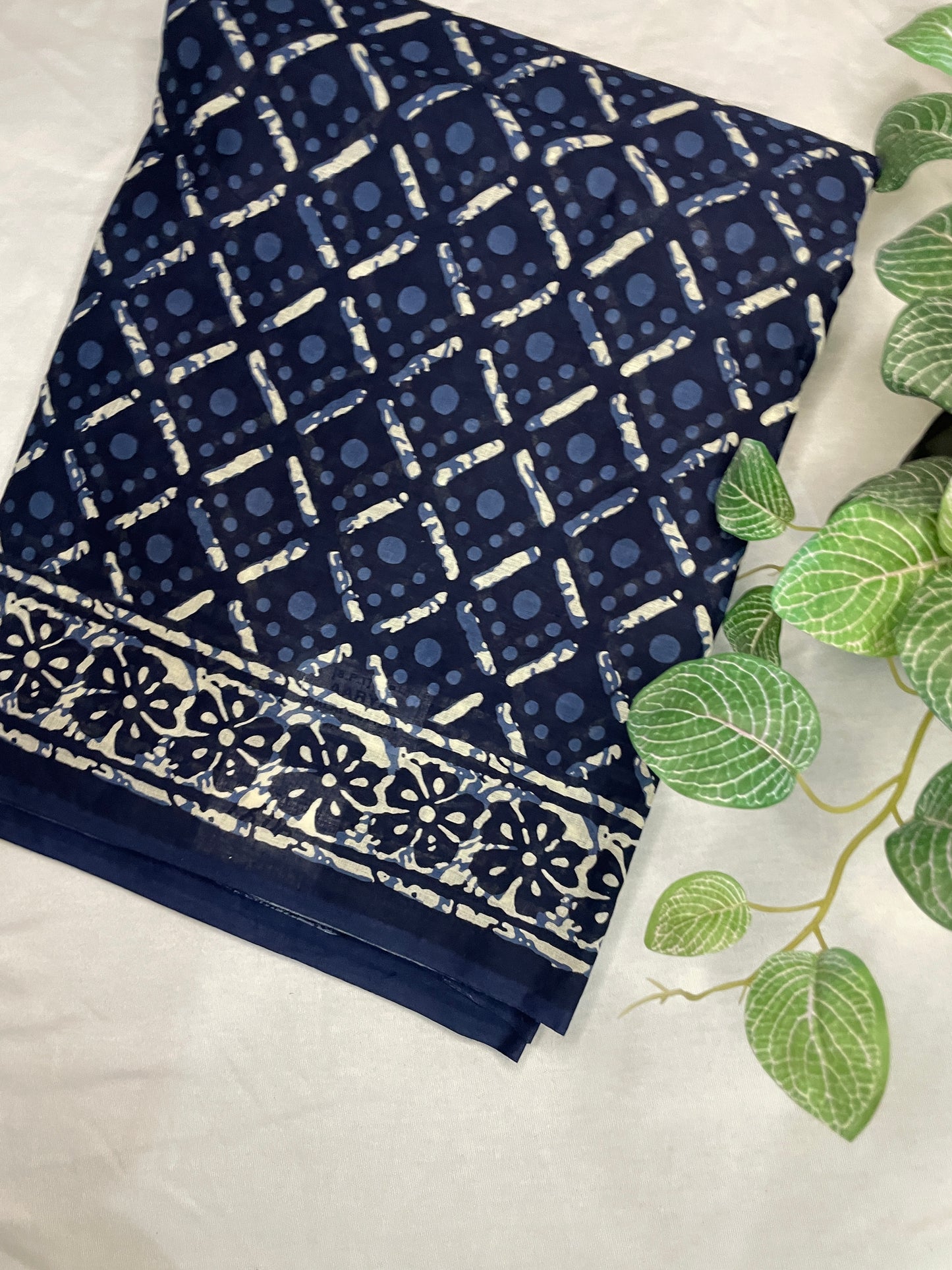 Mul Cotton Saree Indigo