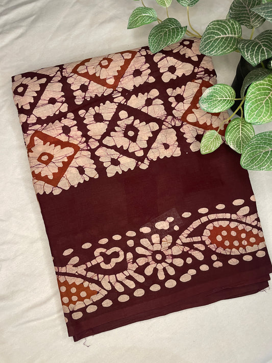 Mul Cotton Brown Saree