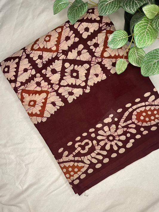 Mul Cotton Brown Saree