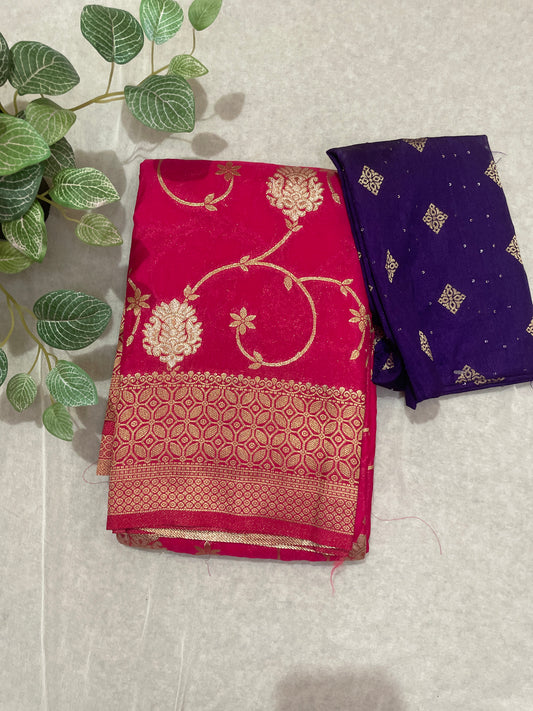 Beautiful Leafy Khaddi Georget Banarasi Saree