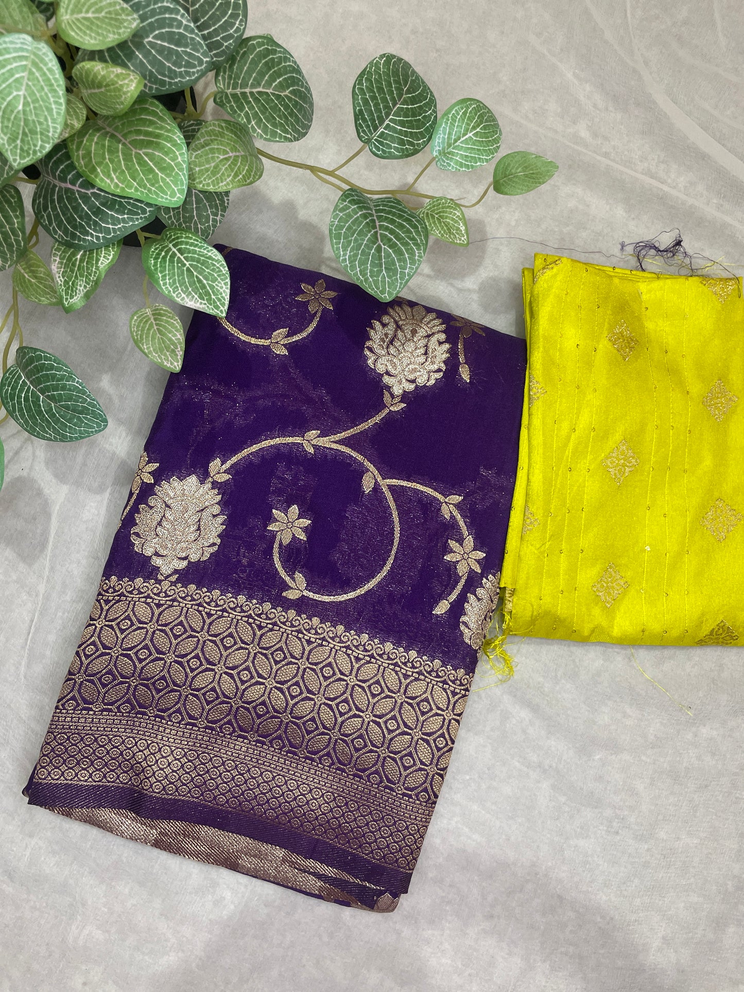 Beautiful Leafy Khaddi Georget Saree
