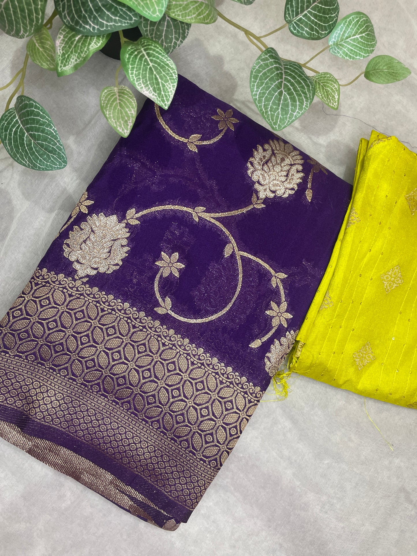 Beautiful Leafy Khaddi Georget Saree