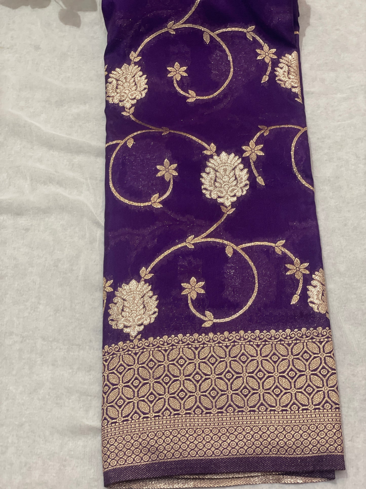 Beautiful Leafy Khaddi Georget Saree