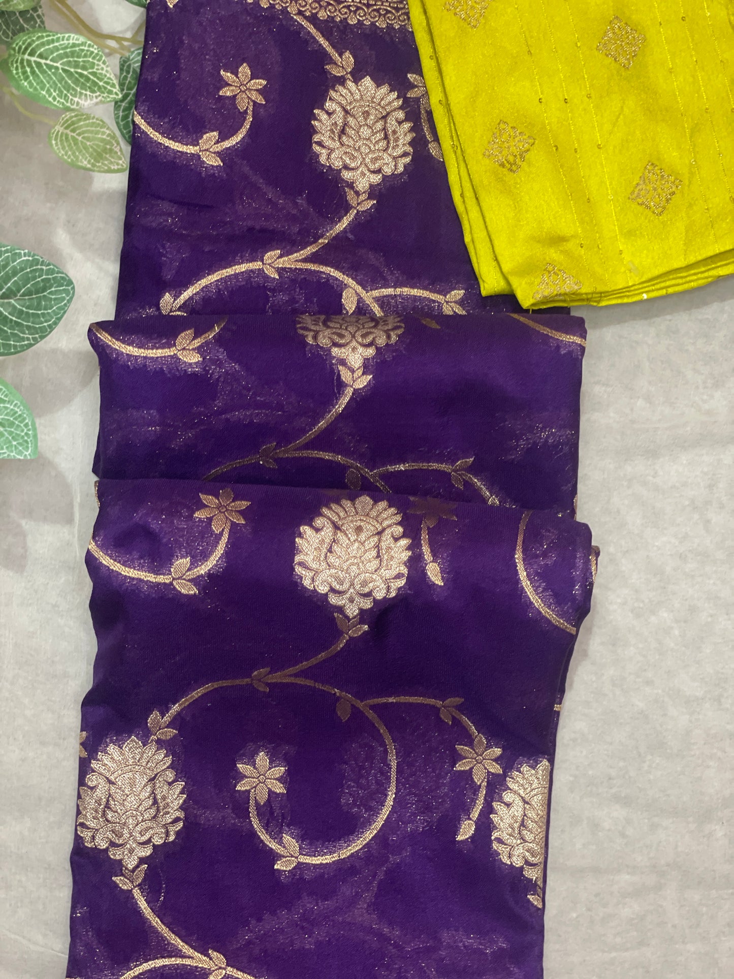 Beautiful Leafy Khaddi Georget Saree