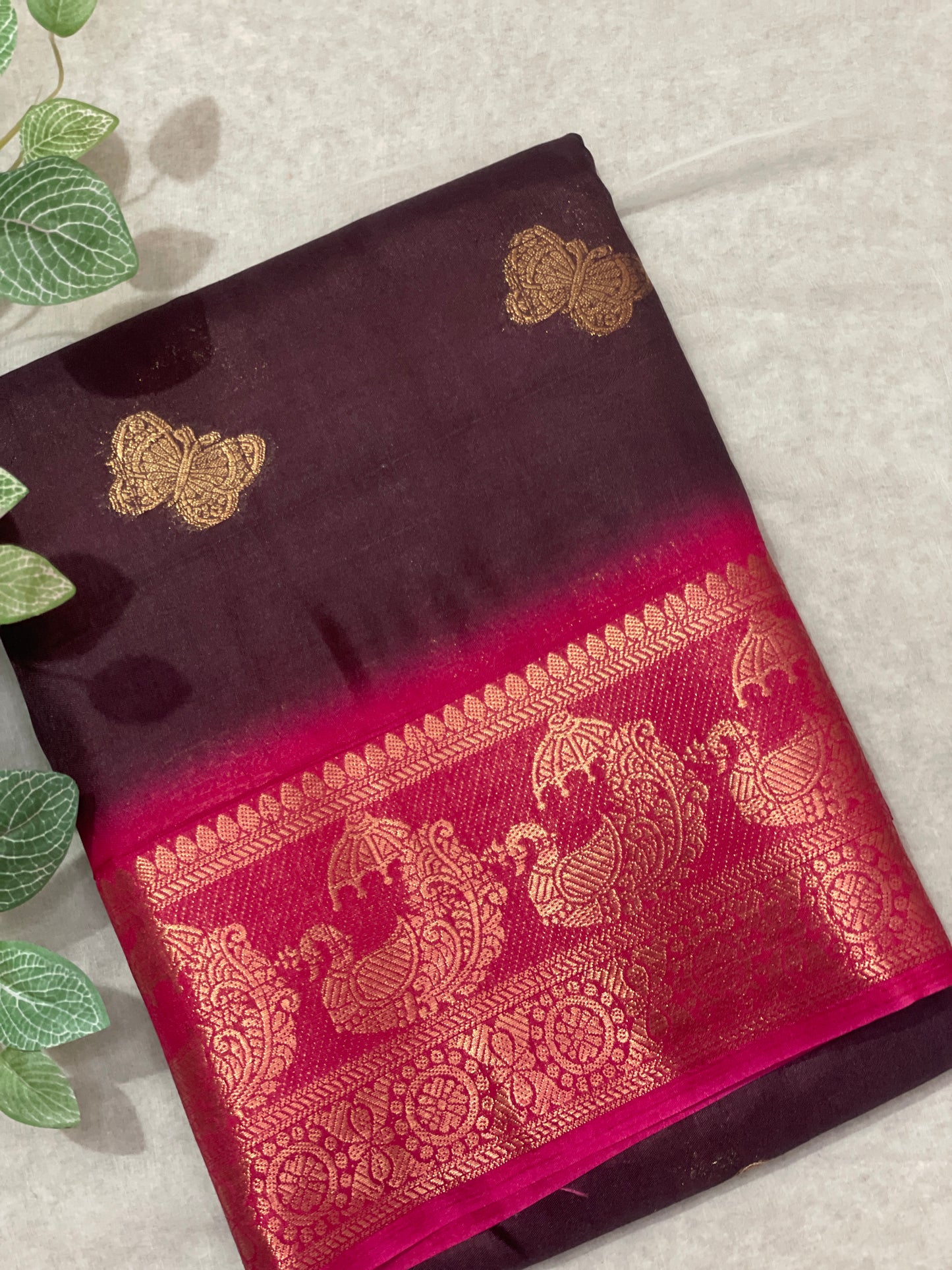 Butterfly Butta Banarasi Raw Silk Saree
