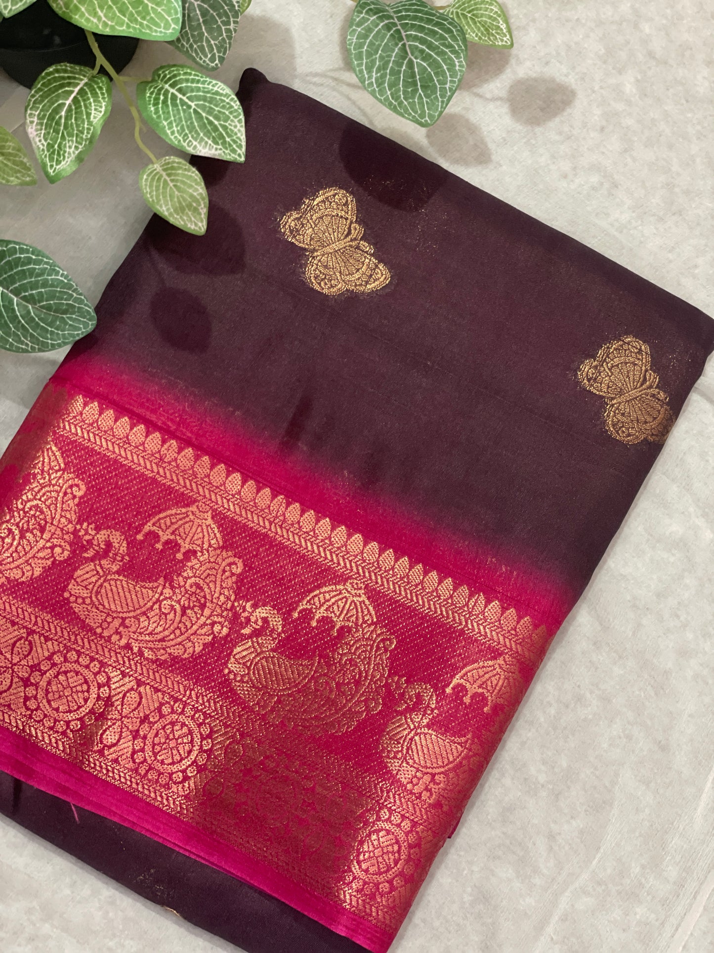 Butterfly Butta Banarasi Raw Silk Saree