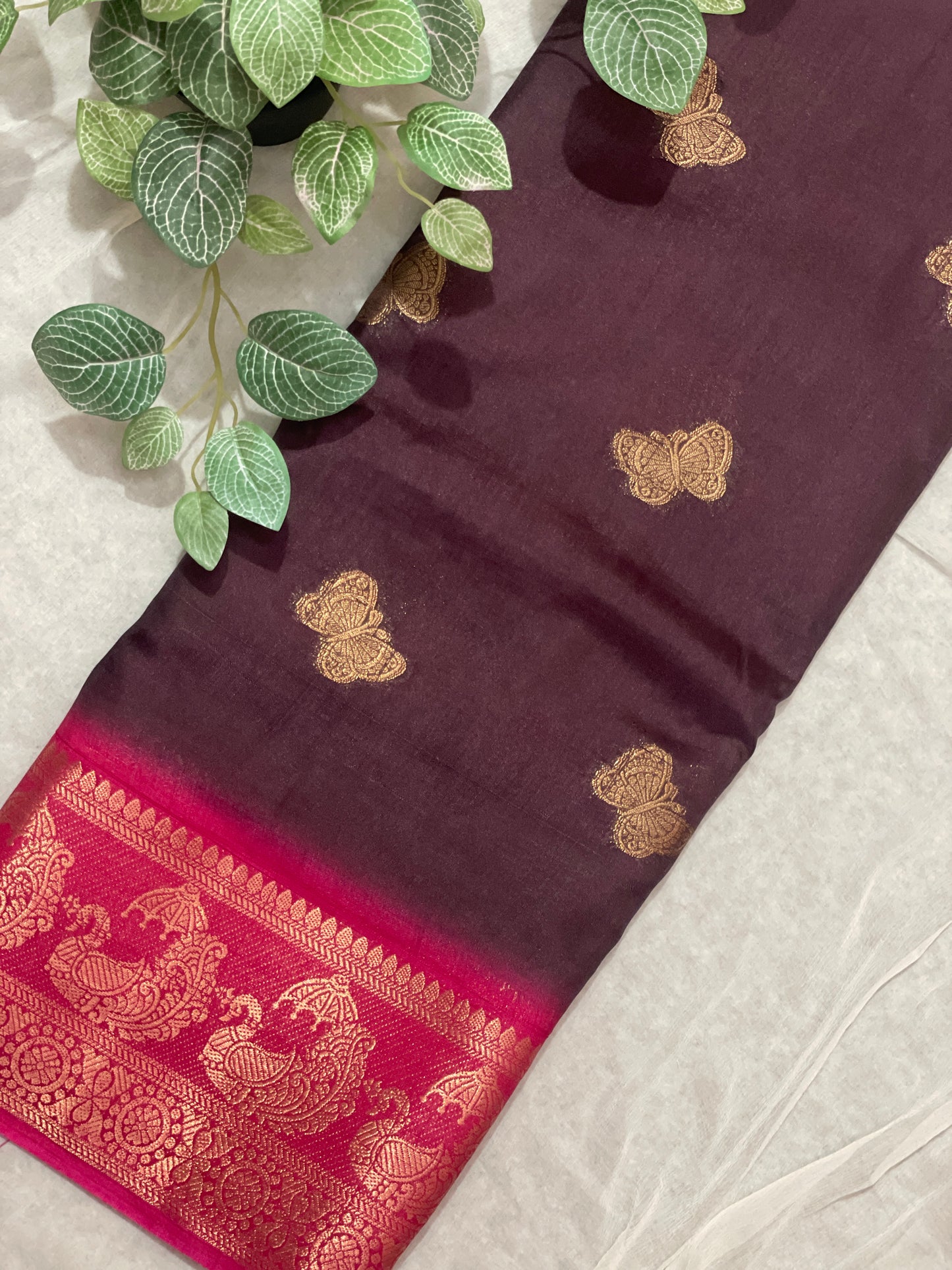 Butterfly Butta Banarasi Raw Silk Saree