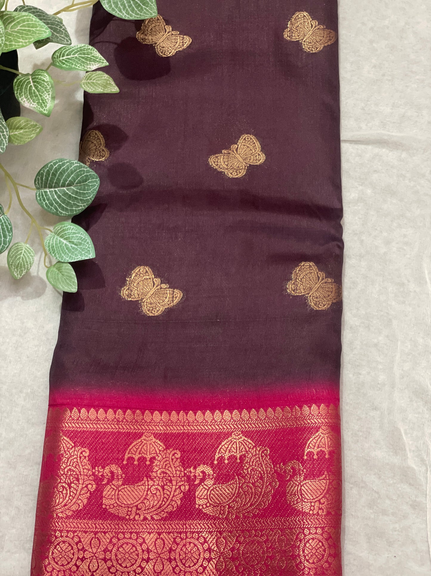 Butterfly Butta Banarasi Raw Silk Saree