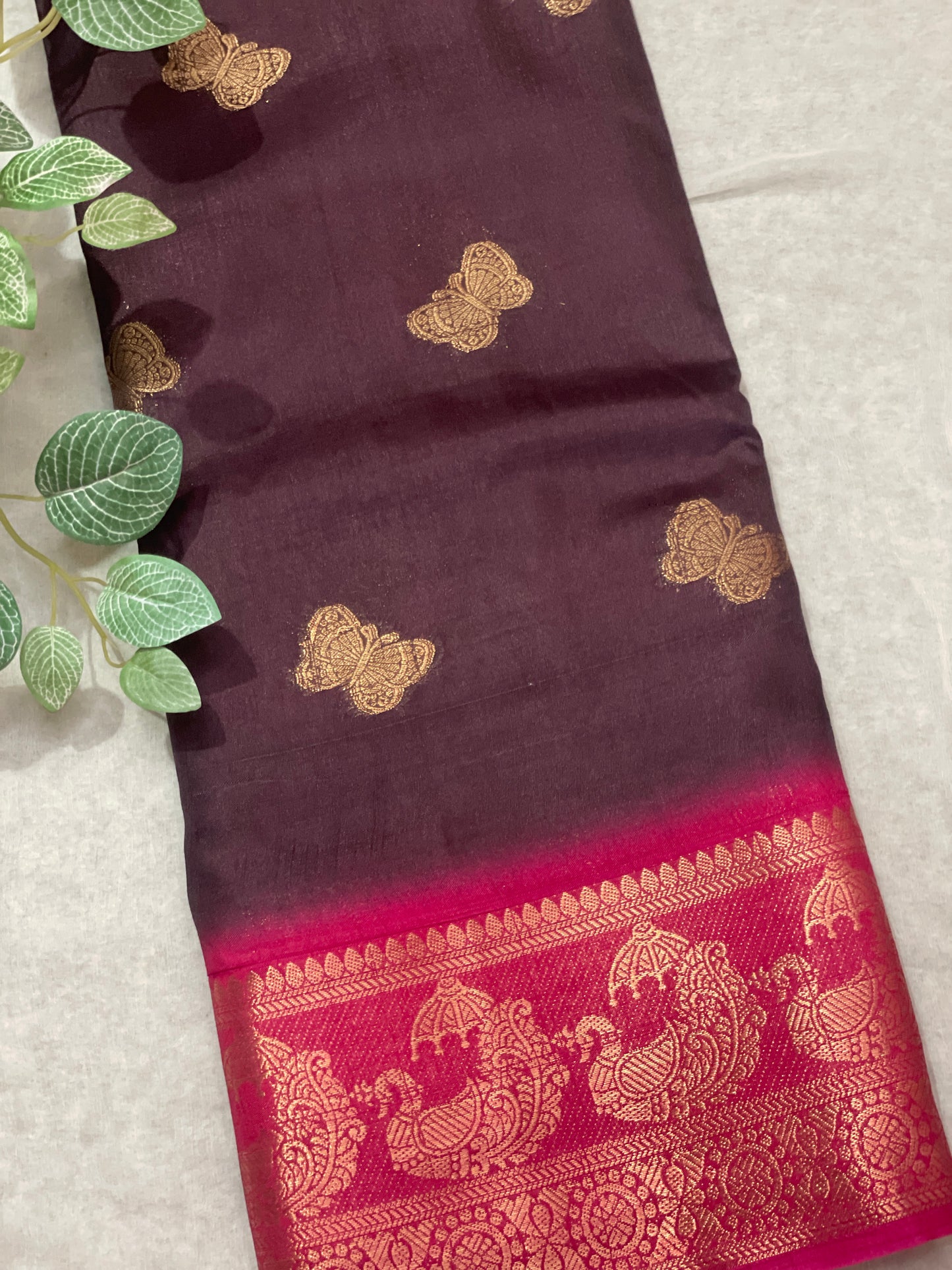 Butterfly Butta Banarasi Raw Silk Saree