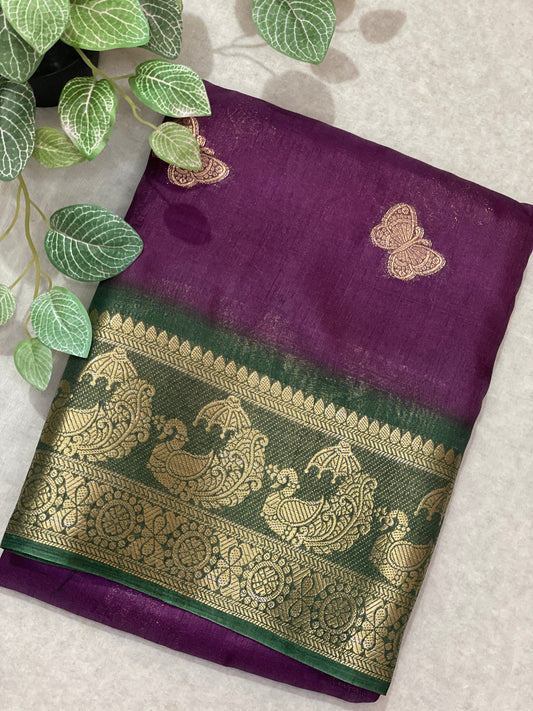 Butterfly Butta Banarasi Raw Silk Saree