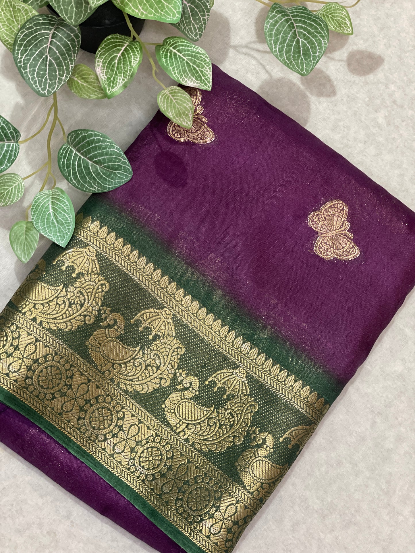 Butterfly Butta Banarasi Raw Silk Saree