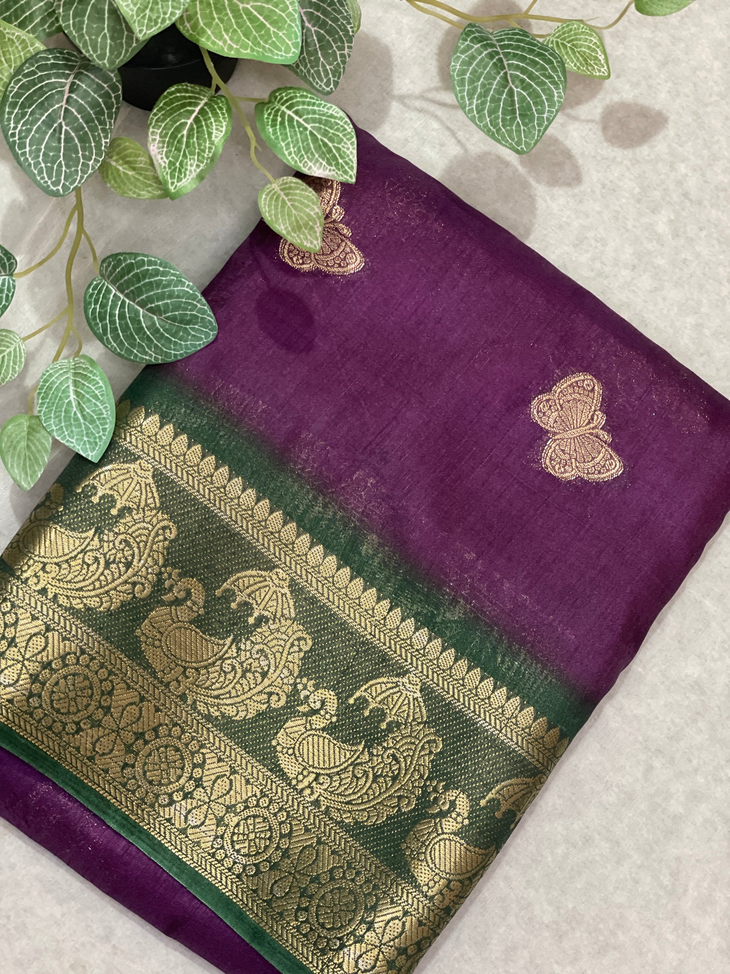 Butterfly Butta Banarasi Raw Silk Saree