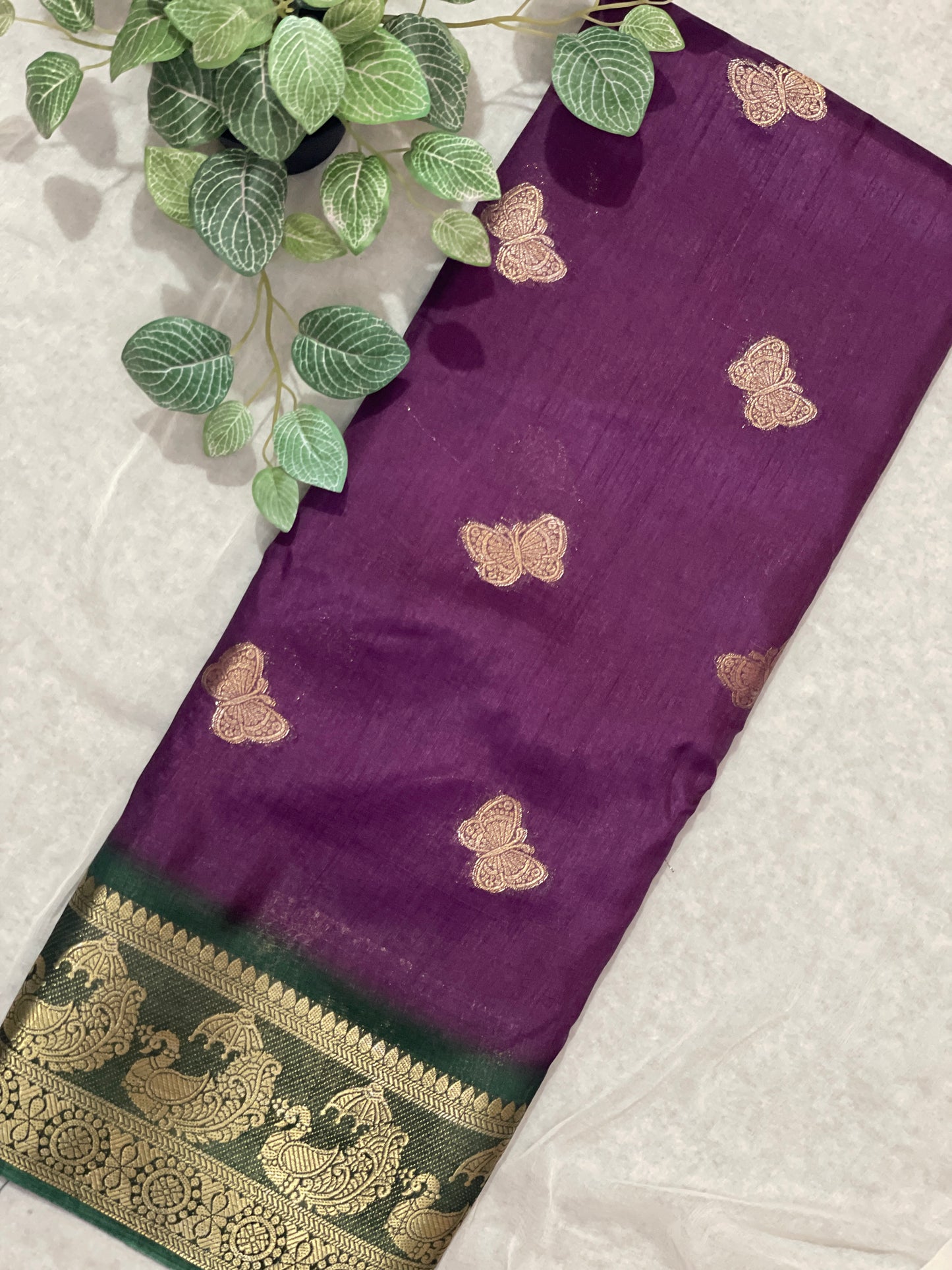 Butterfly Butta Banarasi Raw Silk Saree