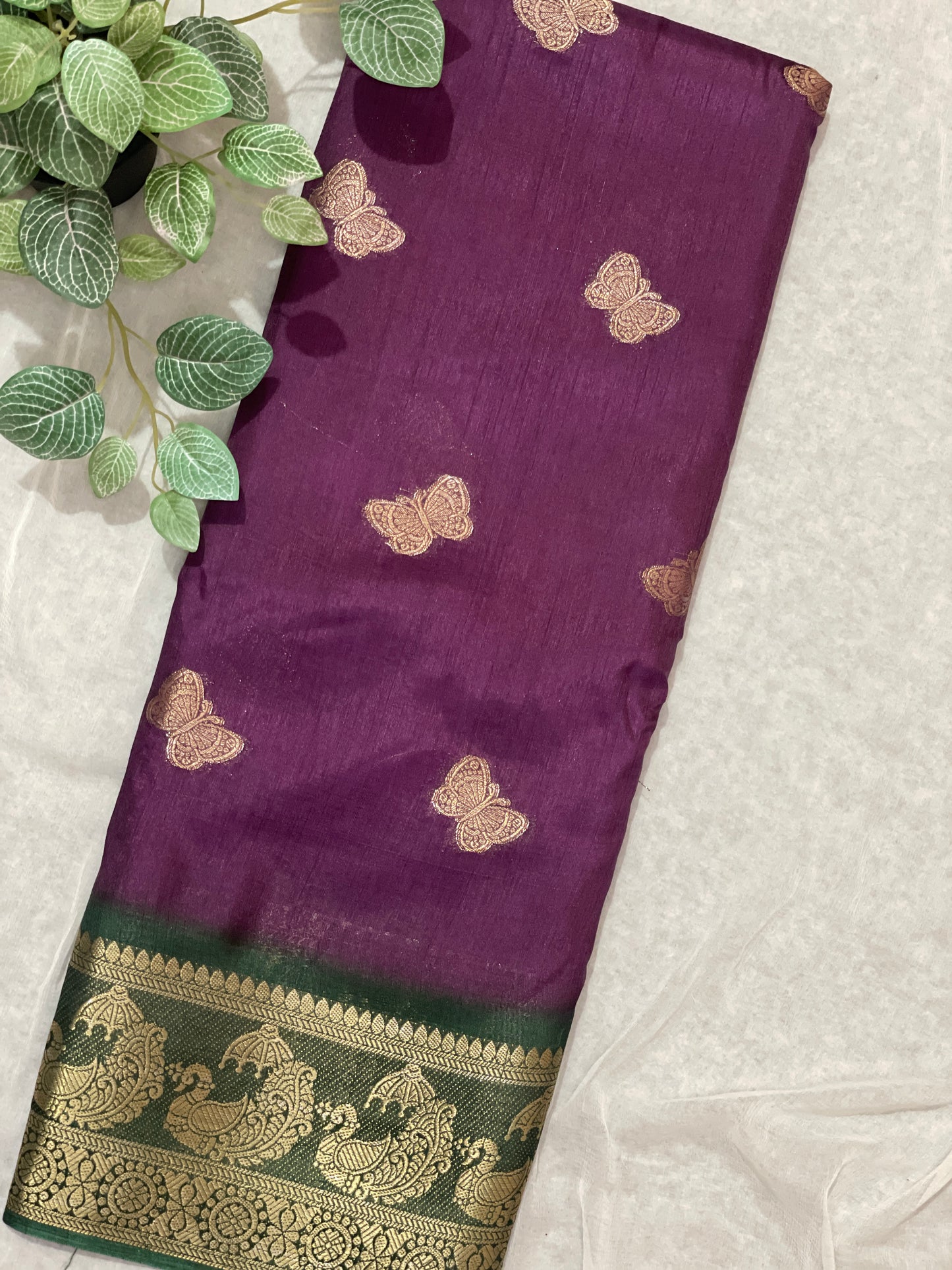 Butterfly Butta Banarasi Raw Silk Saree