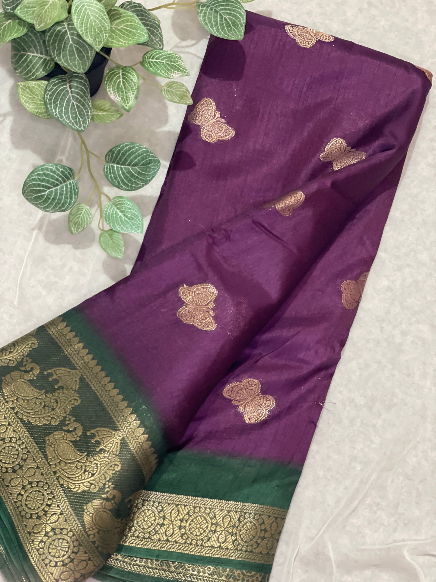 Butterfly Butta Banarasi Raw Silk Saree