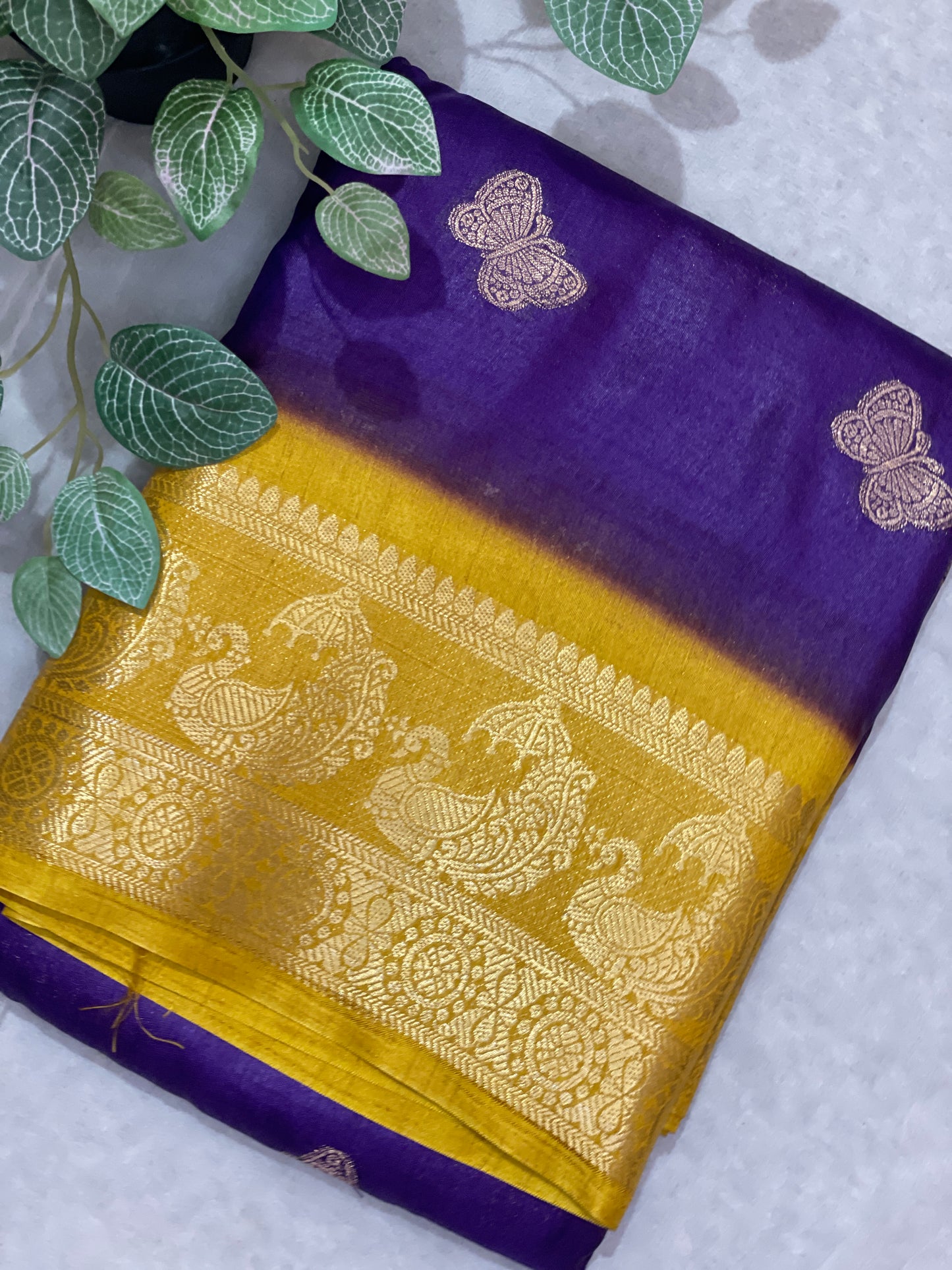 Butterfly Butta Banarasi Raw Silk Saree