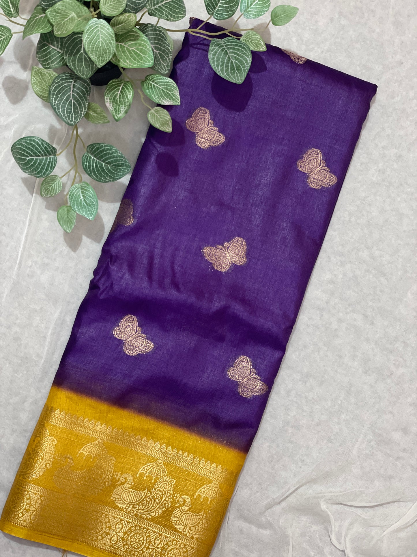 Butterfly Butta Banarasi Raw Silk Saree