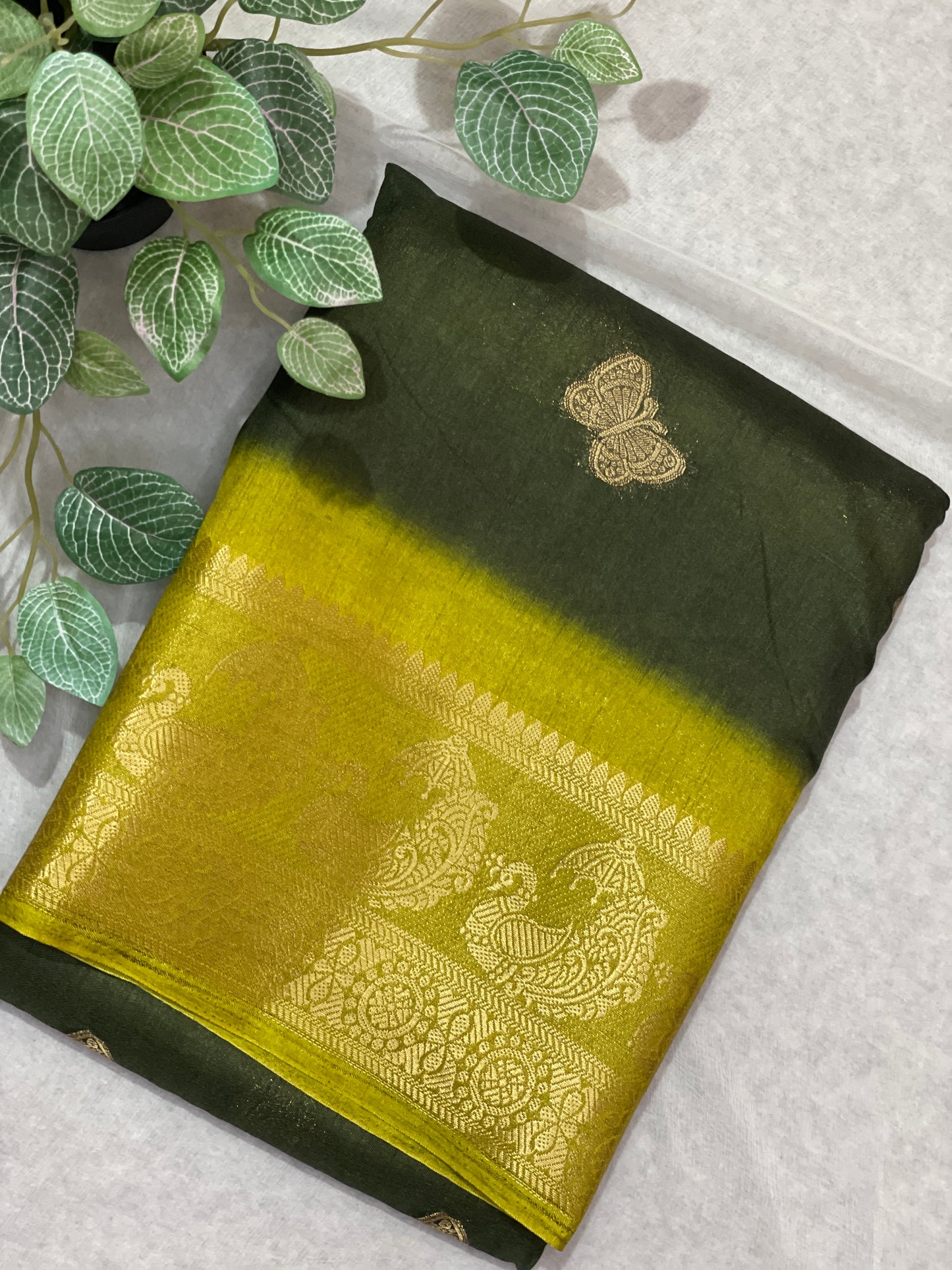 Butterfly Butta Banarasi Raw Silk Saree