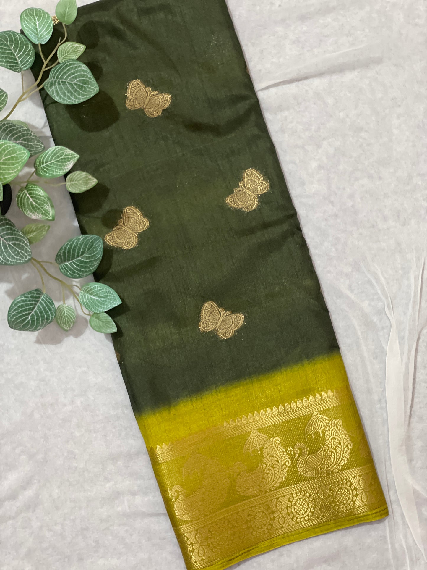 Butterfly Butta Banarasi Raw Silk Saree
