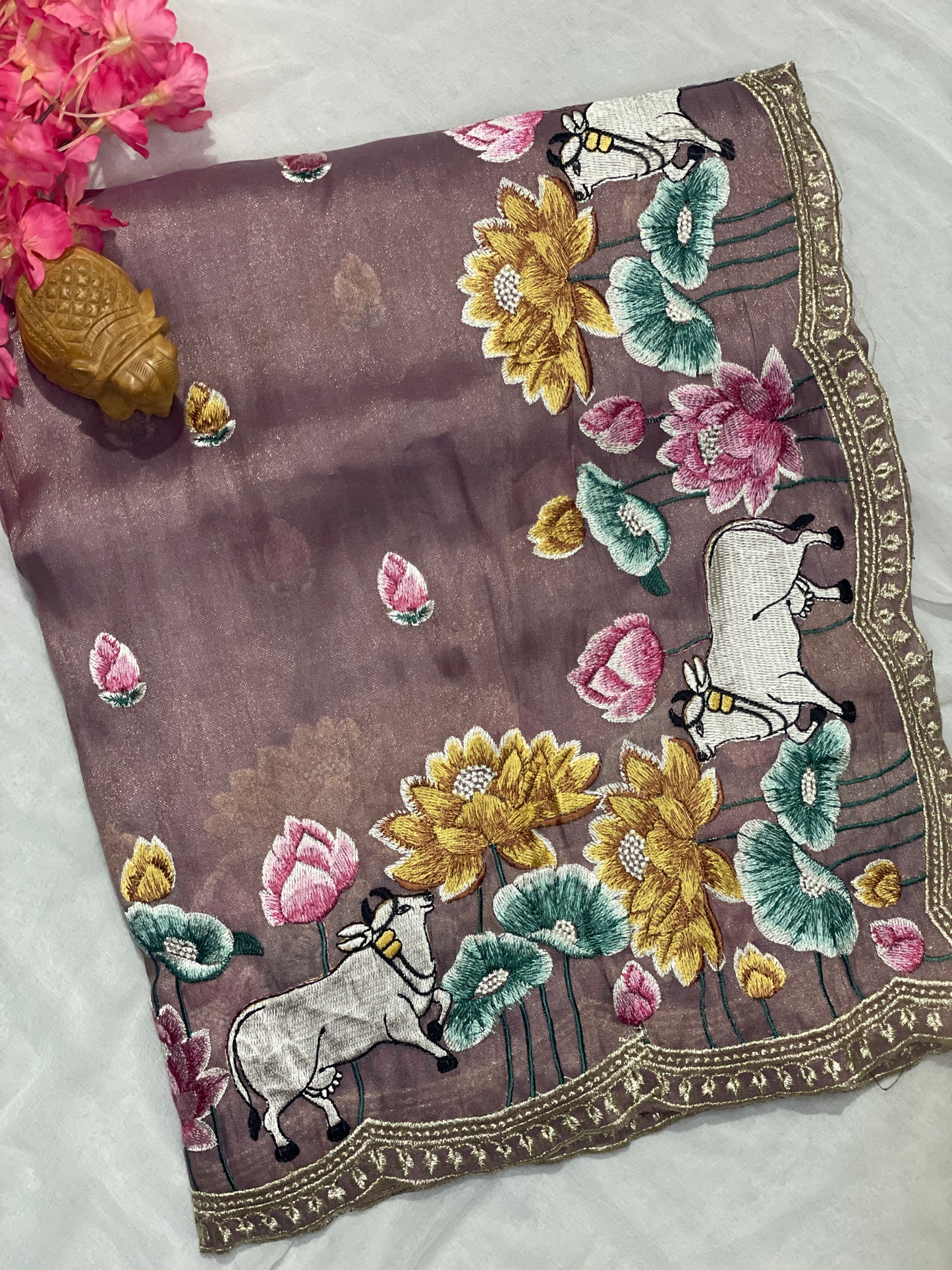 Pure Tissue Silk Embroidery Saree