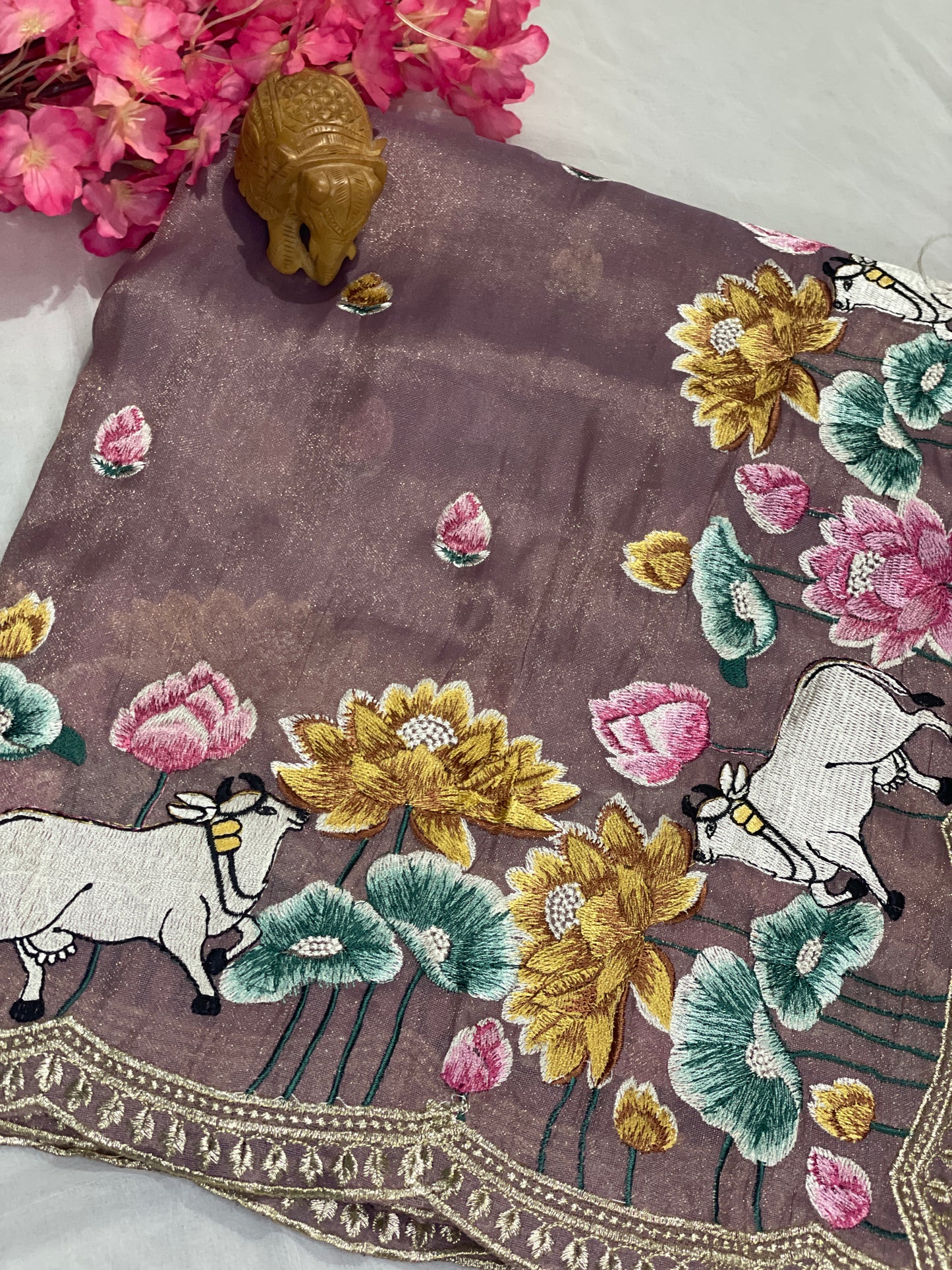 Pure Tissue Silk Embroidery Saree