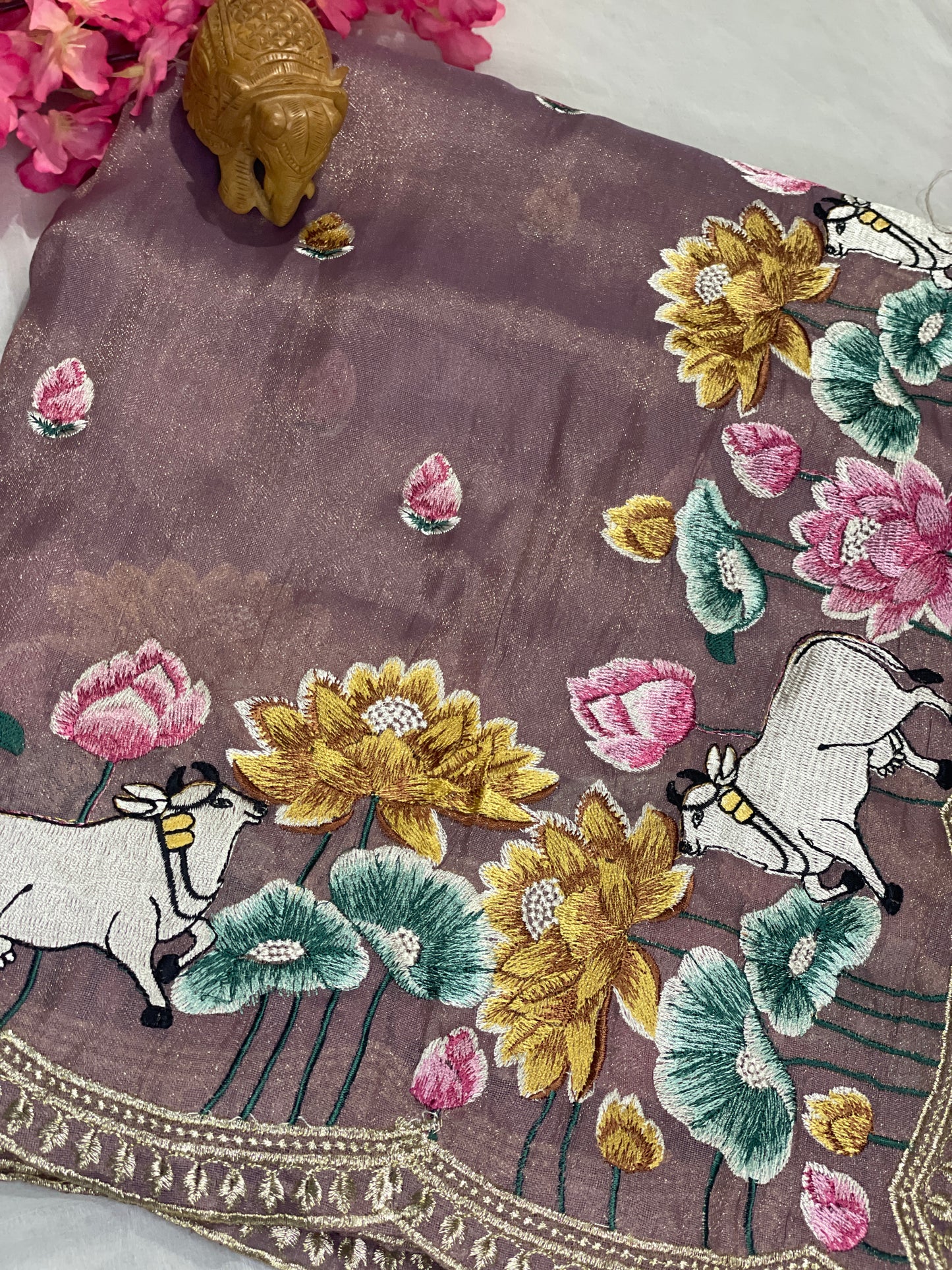 Pure Tissue Silk Embroidery Saree