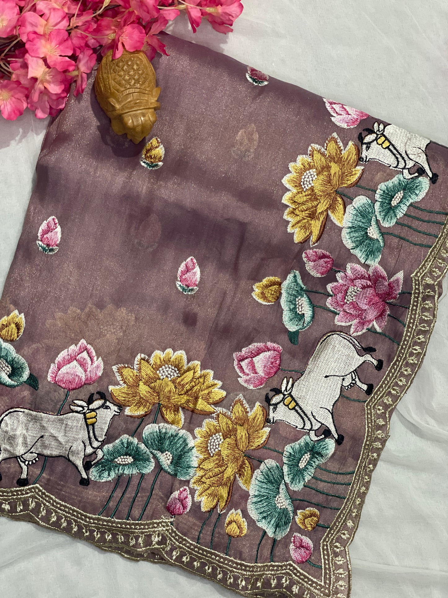 Pure Tissue Silk Embroidery Saree